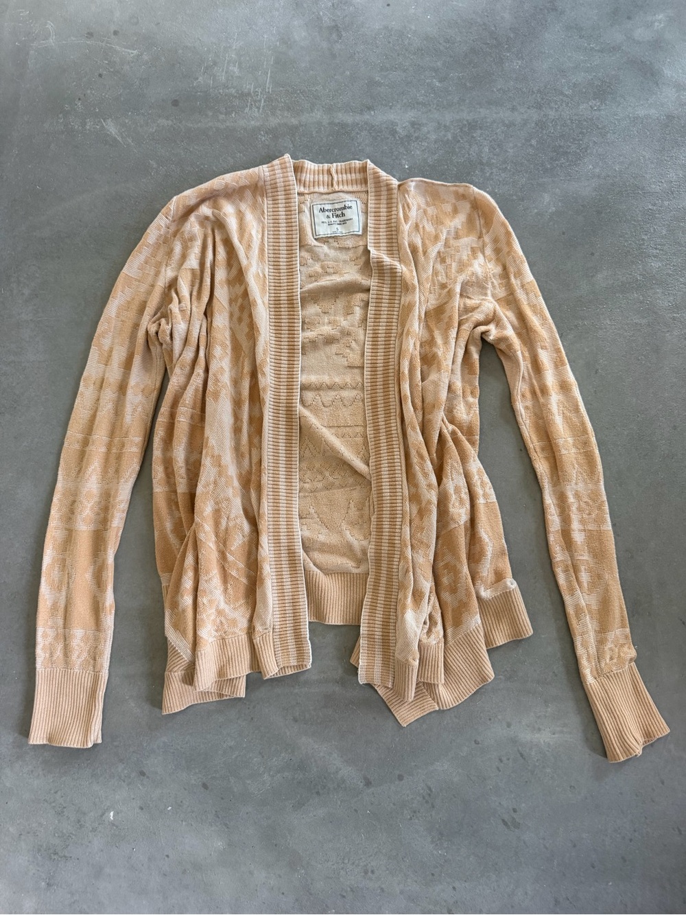 Abercrombie & Fitch Women's Peach-Cream Cable Open-Front Cardigan